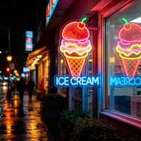 Enseigne néon LED personnalisée pour crème glacée, publicité pour entreprises, décoration de pâtisserie, signalétique de desserts, étanche, 3D, à intensité variable, à suspendre au mur