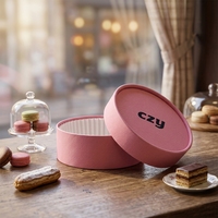 Boîte ronde en papier rigide, résistante au four, écologique, biodégradable, en matériaux recyclés, personnalisable avec logo imprimé sur mesure