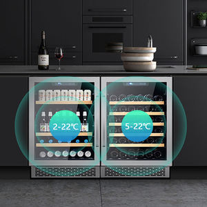 Réfrigérateur <span class=keywords><strong>cave</strong></span> à <span class=keywords><strong>vin</strong></span> SICAO R600a 300L au design unique en verre avec éclairage LED bleu pour 28 <span class=keywords><strong>bouteilles</strong></span> - Product Image 5