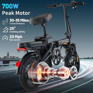 AskmY Brushless Folding <b>Electric</b> Bike 14 Inch 700W Rear <b>Hub</b> Motor 48V 10AH Lithium Battery 7-Speed Adult Commuting Bike - Product Image 4