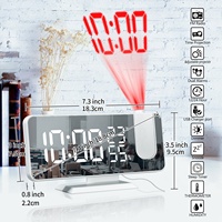 Nouveau Réveil Projecteur Numérique, Grandes Horloges de Table avec Radio, Thermomètre, Hygromètre, Chargeur Téléphone et Projection Murale Décorative