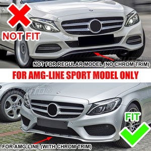 สำหรับ Mercedes-Benz Class C W205 ปี 2014-2018 ชุดแต่งกันชนหน้าส่วนล่าง  โครเมียม  ชุดแต่งตัวถังรถยนต์  สีดำเงา - Product Image 5