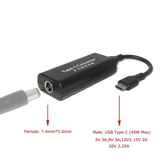 DC USB Type C Power Charger Converter to 7.4*5.0mm Female Plug Jack Connector for Laptop Mobile Phone USB C Adapter 5V 9V 12V 20