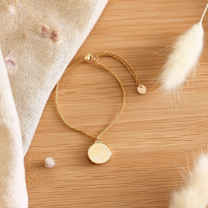 Bracelet en acier inoxydable avec pendentif pièce de monnaie dorée, chaîne réglable, bijoux pour femme - Product Image 3