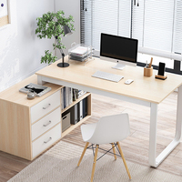 Bureau d'ordinateur en forme de L, bureau de maison ou de bureau avec tiroirs de rangement