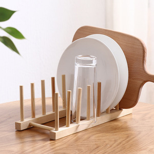 Non-Folding Floor Type Wooden Draining Rack &amp; Bowl Dish <strong>Storage</strong> Single <strong>Unit</strong> for <strong>Kitchen</strong> - Product Image 2
