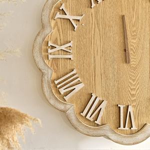 Large Wooden <b>Wall</b> <b>Clock</b> Single Face Rustic Design Quartz Motive Still Life Needle Antique Style 30mm Thick Plate for <b>Living</b> <b>Room</b> - Product Image 5