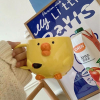 Tasse en céramique créative et mignonne en forme de poussin à bec bombé, tasse à café ou à lait pour le petit-déjeuner à la maison