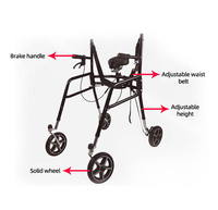 Déambulateur pliable à hauteur réglable avec siège, nouveau design de sangle pour la rééducation assistée et la marche debout