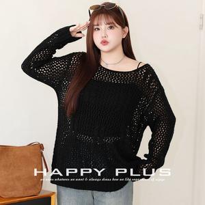 Cárdigan de punto holgado para mujer Runqi, manga larga, blanco, talla grande, diseño calado, grosor medio, fibra acrílica - Product Image 4