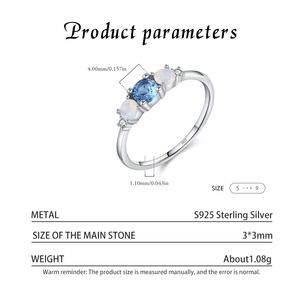 Genuine 925 Sterling <b>Silver</b> Exquisite Classic Round Cubic Zirconia Finger <b>Opal</b> <b>Rings</b> for Women Girls Party Fine Jewelry - Product Image 3