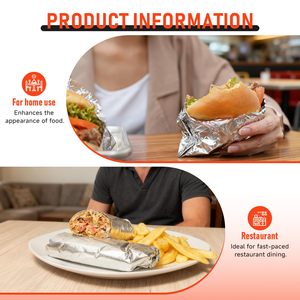 Carta per Alimenti Personalizzata per Ristoranti, Stampata, Resistente all'Olio, in Alluminio a Nido d'Ape, per Avvolgere Alimenti, Burger e Sandwich - Product Image 2