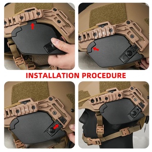 Cache-couche d'oreille modulaire pour casque avec rail de guidage et protection auditive, fermeture à boucle, couleur beige, pour usage extérieur - Product Image 3