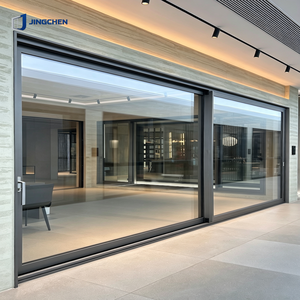 <span class=keywords><strong>Porte</strong></span> <span class=keywords><strong>coulissante</strong></span> en aluminium à rupture de pont thermique JINGCHEN, double vitrage insonorisé, verre Low-E, résistant à l'eau et au vent, pour villa - Product Image 1