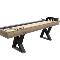 Table de shuffleboard multifonction 2 en 1 avec LED, table de jeu combinée de shuffleboard et de bowling en bois pour l'intérieur, équipement de divertissement sportif