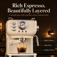 Máquina de Espresso Comercial Semiautomática de Dos Grupos con Sistema de Agua Caliente y Molinillo Integrado, Espumador de Leche - Diseño Portátil