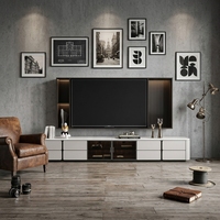 Nouveau modèle 2026 : Meuble TV et table basse modernes en MDF, style italien minimaliste, luxe, écologique et durable, avec porte en verre