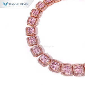Collar Cubano de Lujo con Incrustaciones de Circonitas Rosas de Tianyu Gems, Chapado en Oro Rosa, Joyería Hip Hop - Product Image 2
