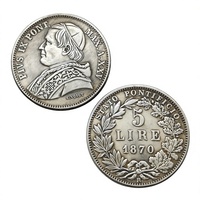 Pièce de monnaie en argent de 5 lires italiennes de 1870-R XXIV, États païens, style antique, pièces commémoratives, cadeaux, décoration intérieure