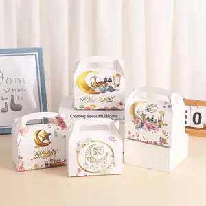 卸売カスタム甘いキャンディー紙箱白いギフトポータブル折りたたみ式スターペーパームーンケーキボックスお土産子供の誕生日用品