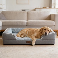 Großes, niedliches, orthopädisches Hundebett aus wasserdichtem Leinen mit Eierkarton-Schaumstoff, rutschfest, maschinenwaschbar, abnehmbarer Bezug, kundenspezifische Fertigung