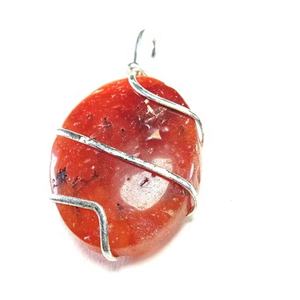 Stone Pendant Red Carnelian Agate <b>Healing</b> Pendant Stone Oval Pendant <b>Crystal</b> Wrapped Gemstone Agate <b>Necklace</b> Wholesaler - Product Image 3
