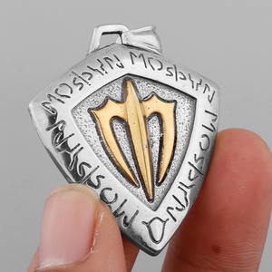 Pendentif en acier inoxydable pour homme, motif trident viking, rune et aigle en vol, vente en gros - Product Image 4