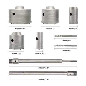 Oem 9pcs Tungsten Carbide 30MM Concrete <b>Hole</b> <b>Saw</b> Set with Round Shank Wall Drill Bits for Drilling Wall <b>Holes</b> - Product Image 2