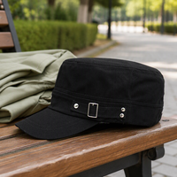 Casquette plate unisexe avec boucle réglable, bord court, mélange de coton, style militaire, respirante, imperméable, pour toutes les saisons, protection solaire en plein air