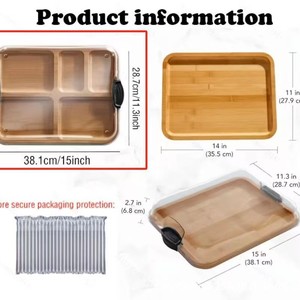 Bamboo Serving <b>Tray</b> Wooden Divided Cheese Board Multi Purpose Kitchen <b>Snack</b> Plate For Residential Use - Product Image 5