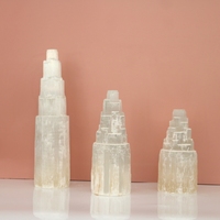Tour de Sélénite Naturelle Sculptée, Décoration en Cristal de Gypse Blanc pour la Maison, le Bureau, le Hall d'Hôtel, Pierre Énergétique, Usine OEM ODM