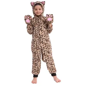儿童万圣节角色扮演派对猎豹服装一体式女孩猎豹服装