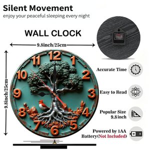 <b>Round</b> Wooden Wall Clock 25x25cm Plain Face Quiet Non Ticking For Home Living Room Decor - Product Image 5