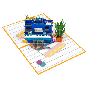 การ์ดอวยพรเปียโนป็อปอัพทำด้วยมือ3D แฟนซีขายส่งราคาถูกพร้อมการ์ดโน้ตและซอง - Product Image 4