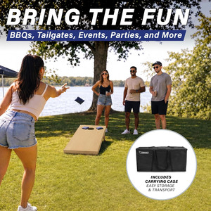Jeu de <span class=keywords><strong>cornhole</strong></span> interactif d'extérieur personnalisé en bois, planche de 4x2 pieds en bois massif taille réglementaire avec 8 sacs de billes et sac de transport - Product Image 4