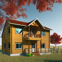 Casa de Madera Grande de Dos Pisos con 4 Dormitorios, Estructura de Lujo, Loft Rústico para Resort