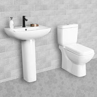 Ensemble WC et lavabo en céramique pour salle de bain, avec siphon en P, articles sanitaires