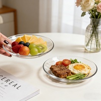 Assiettes à collation modernes et minimalistes en verre transparent épaissi, émaillées blanches, résistantes au micro-ondes, vente en gros du fabricant