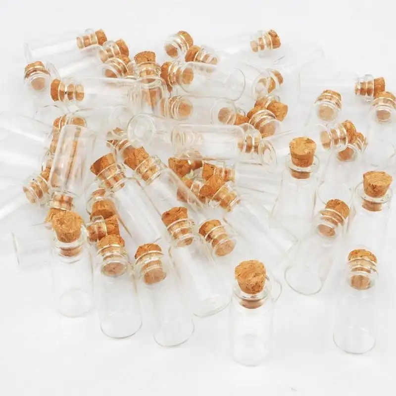 Wholesale mini wishing bottle 5ml 10ml 15ml 20ml 25ml glass vials Custom Logo Clear Glass Match Storage Jar with cork stopper