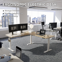 Bureau moderne ergonomique électrique réglable en hauteur, pliable, en métal et en bois, personnalisé