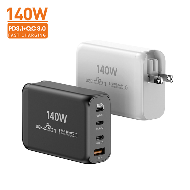 140W GaN Chargers Multi-Port Qc3.0 PD3.1 100W 65W Charger Quick Type C PD Charger Super Fast USB GaN Charging Power Adapter