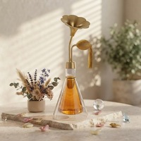 Hot Sale 300ml Flower Design Double Wall Glass Smell Bottle with Stand for Aroma SPA Coffee Scent Test