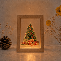 Cadre photo en bois USB, lumière de nuit LED de Noël, panneau acrylique, lampe de table personnalisée pour Noël, lampes à lumière blanche chaude, décoration de la maison, luxe