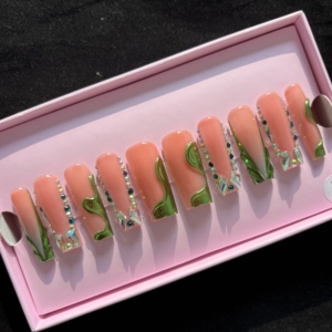 Faux ongles en acrylique <span class=keywords><strong>de</strong></span> luxe faits à la main sur mesure, à presser, avec colle, forme carrée moyenne, couvrance totale, marque privée, vente en gros - Product Image 2