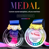 Médailles de compétitions sportives de haute qualité personnalisées trophée de verre personnalisé Souvenir or argent bronze cristal