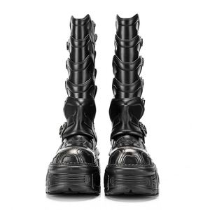 Bottes de motard tendance à plateforme pour l'automne et l'hiver - Chaussures de moto style punk à plateforme pour femmes avec design coupe-vent - Product Image 4