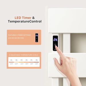 Estante calentador de toallas eléctrico montado en la pared con temporizador Control de temperatura enchufable <span class=keywords><strong>Panel</strong></span> táctil inteligente de calentamiento rápido cableado - Product Image 3