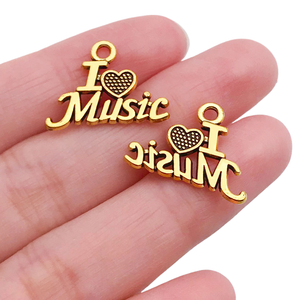 Breloques d'instruments de musique en alliage de zinc doré antique (Guitare/Violon/Batterie/Saxophone/Trompette) pour accessoires de bracelet/collier DIY - Product Image 3
