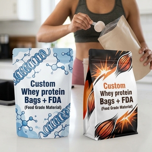 Custom <b>Protein</b> Powder Bags Multilayer Plastic Flat Bottom Pouch Moisture Proof Resealable Zipper for Sport Nutrition OEM Factory - Product Image 2