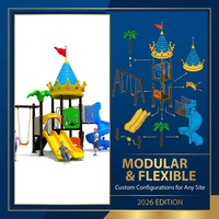 Module de jeu extérieur en vrac SageDelightRides : Toboggan, balançoire et plateforme avec auvent en forme de couronne pour enfants, en LLDPE et acier galvanisé, idéal pour les écoles (vente en gros)